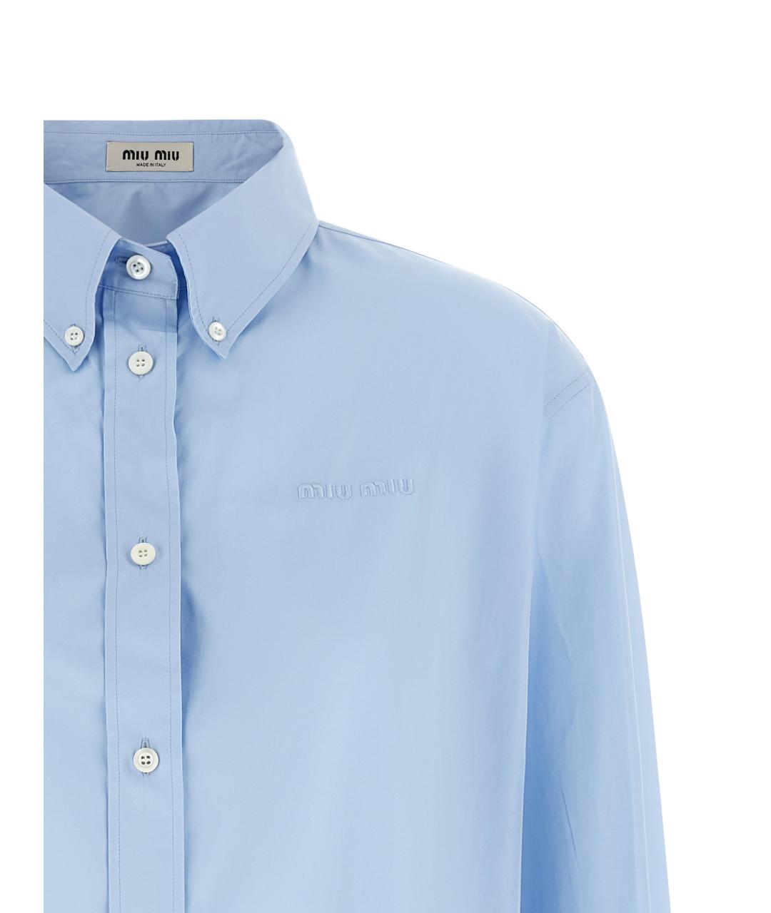 MIU MIU Голубая хлопковая рубашка, фото 3
