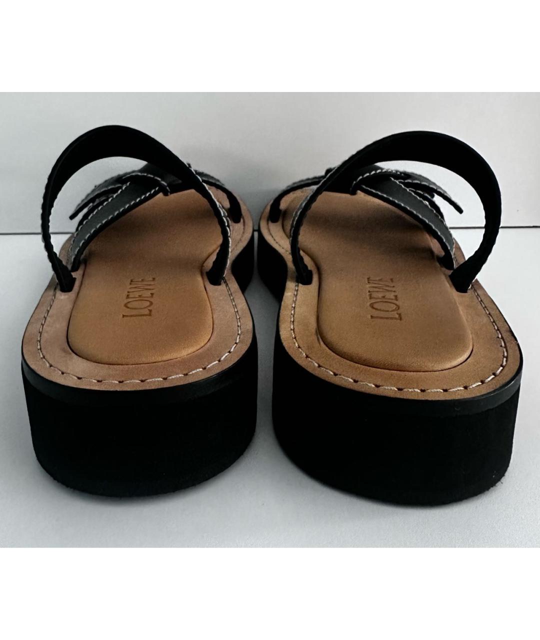 LOEWE Черные кожаные шлепанцы, фото 4