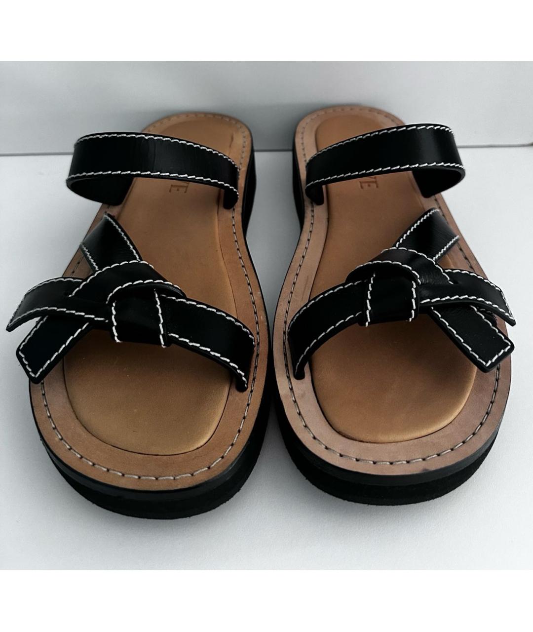 LOEWE Черные кожаные шлепанцы, фото 2