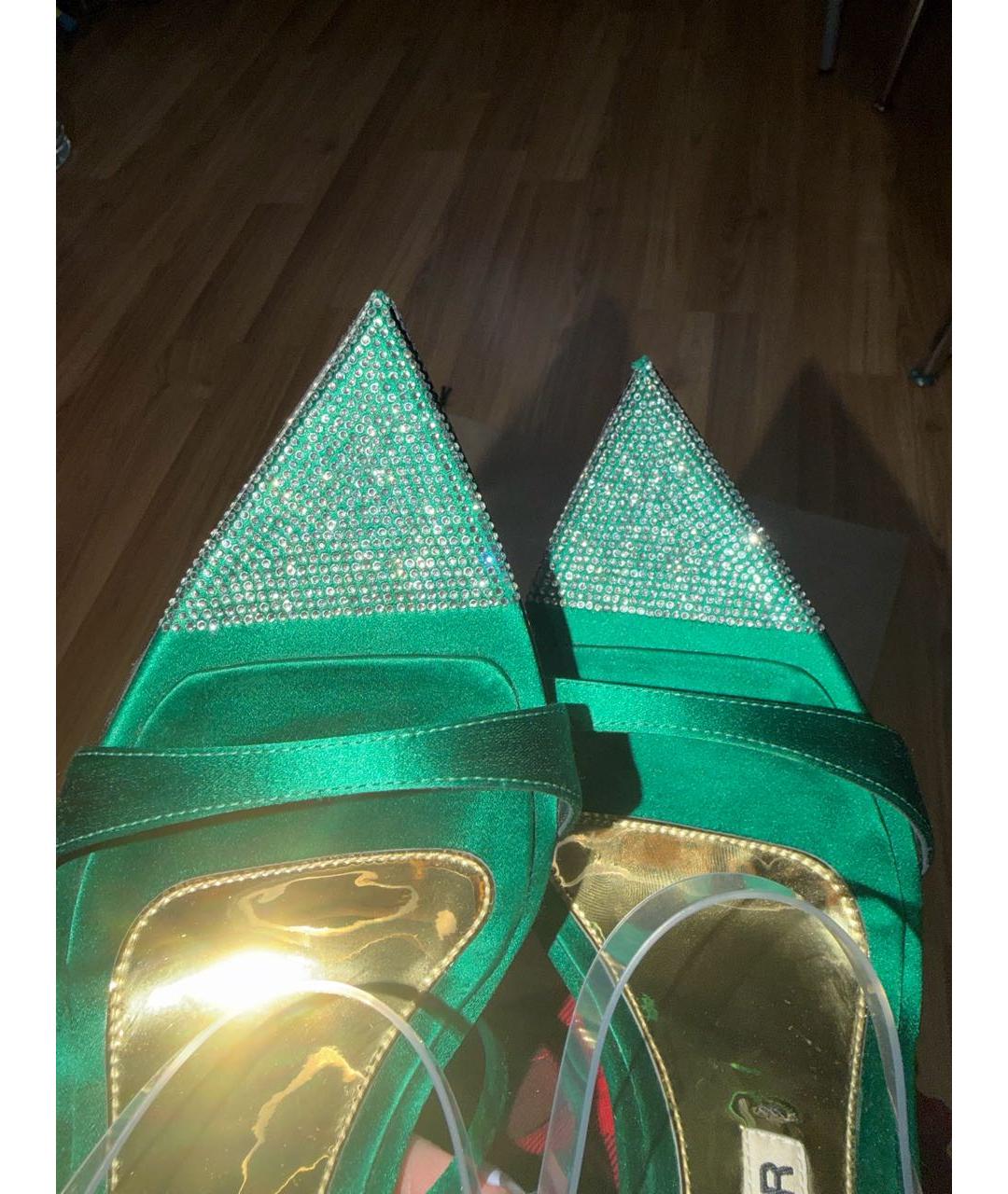 ALEXANDRE VAUTHIER Зеленые текстильные босоножки, фото 5