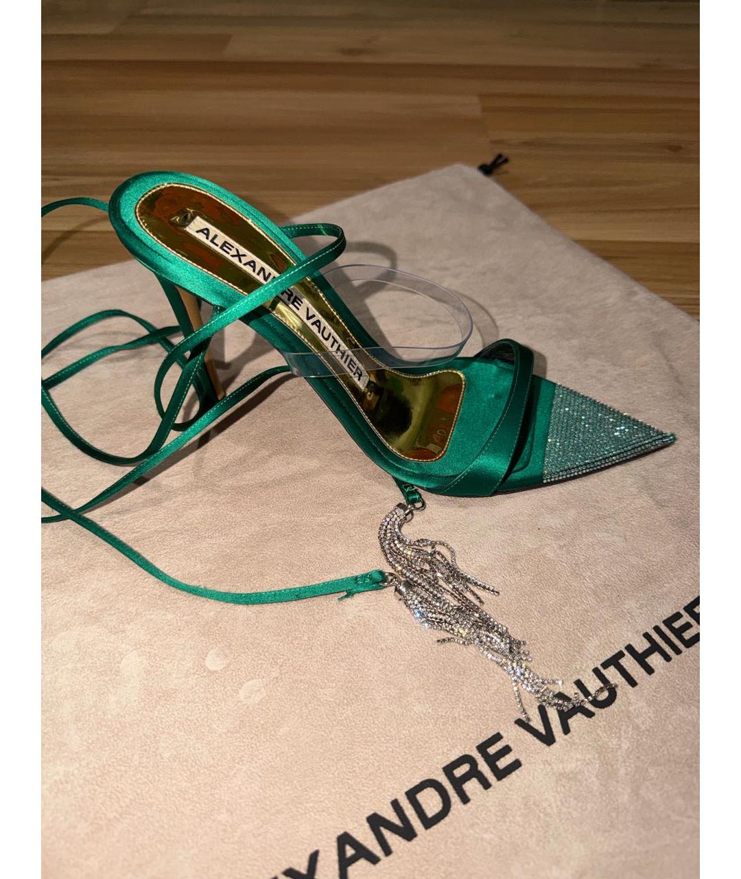 ALEXANDRE VAUTHIER Зеленые текстильные босоножки, фото 7