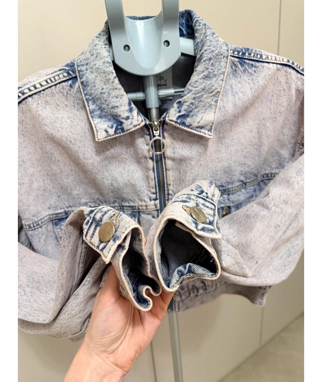 PATRIZIA PEPE Голубая хлопковая куртка, фото 4