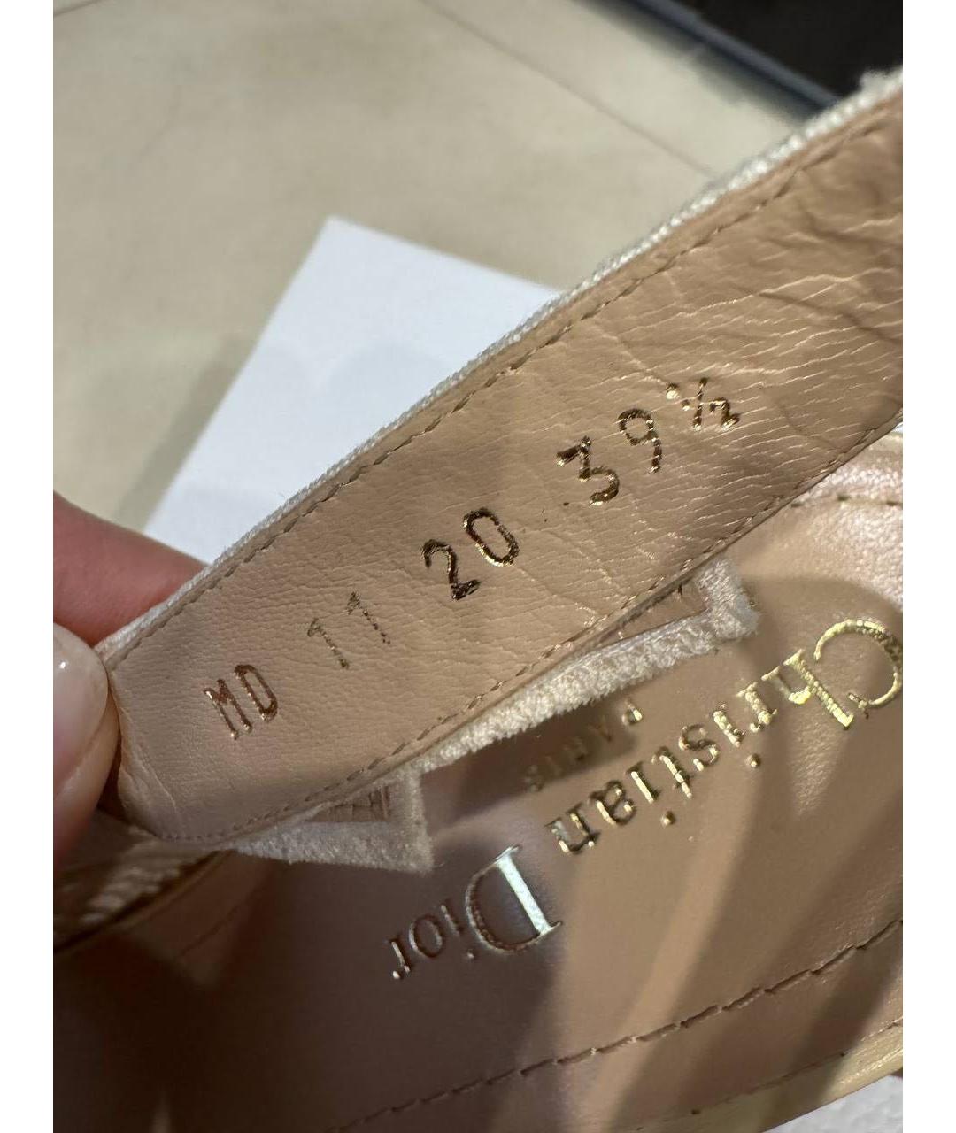 CHRISTIAN DIOR Бежевые текстильные босоножки, фото 5