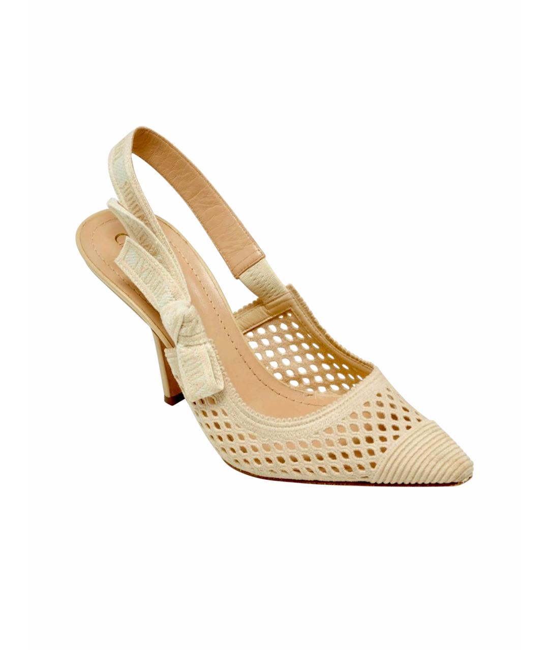 CHRISTIAN DIOR Бежевые текстильные босоножки, фото 1