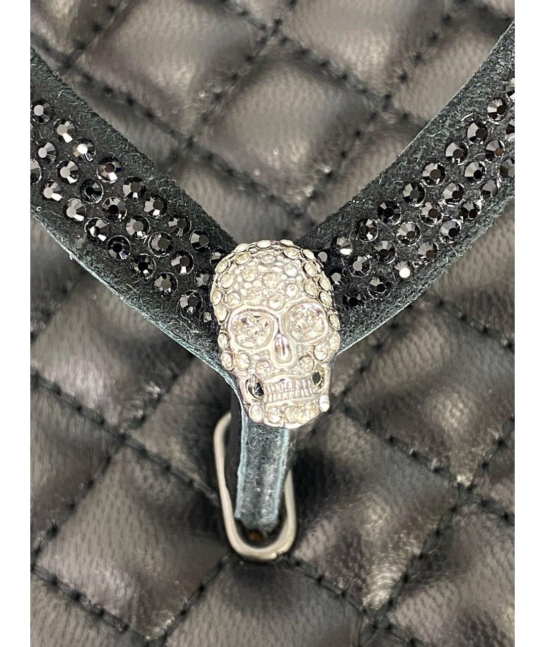 PHILIPP PLEIN Черные кожаные шлепанцы, фото 6