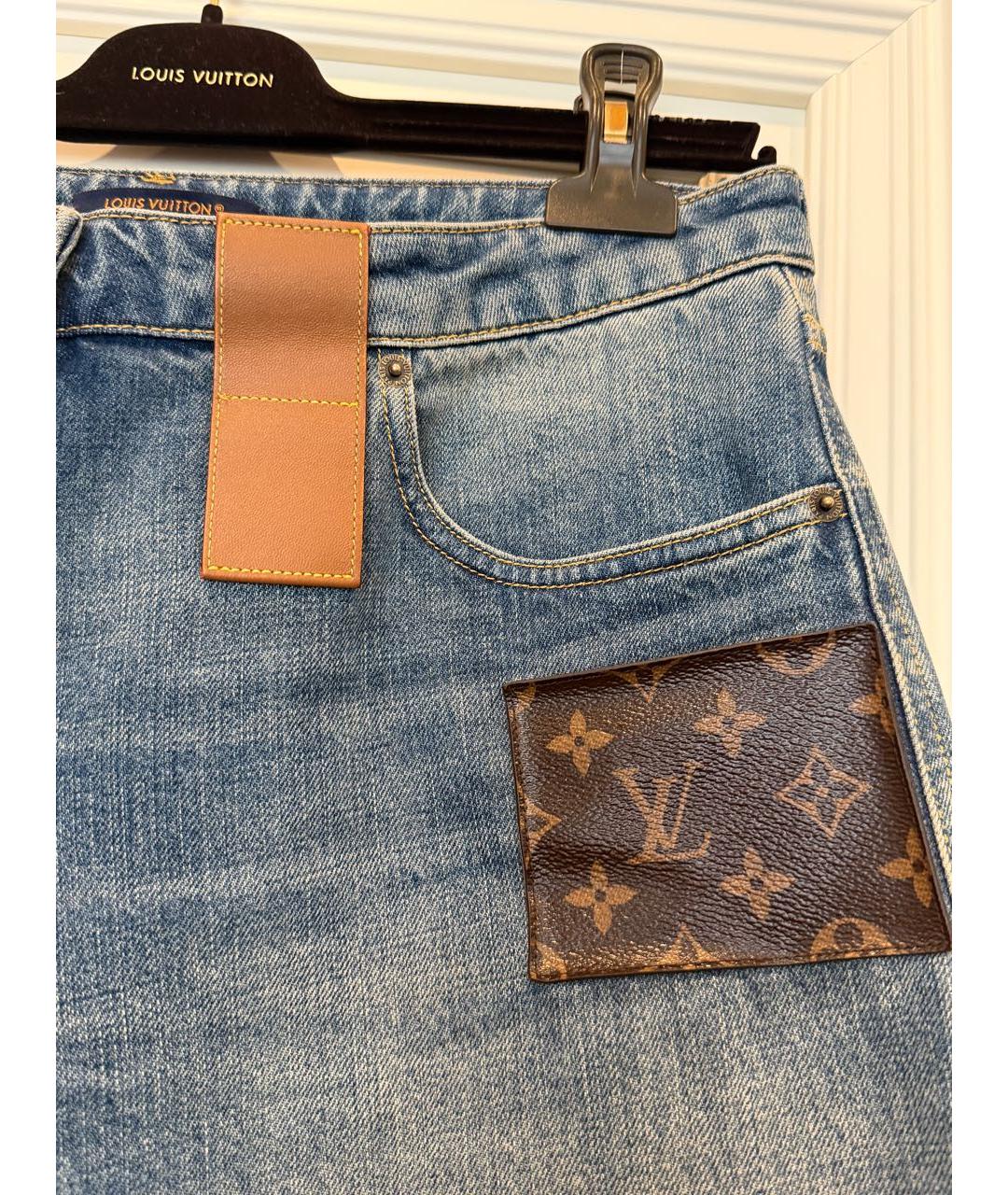 LOUIS VUITTON Синие хлопковые джинсы клеш, фото 8