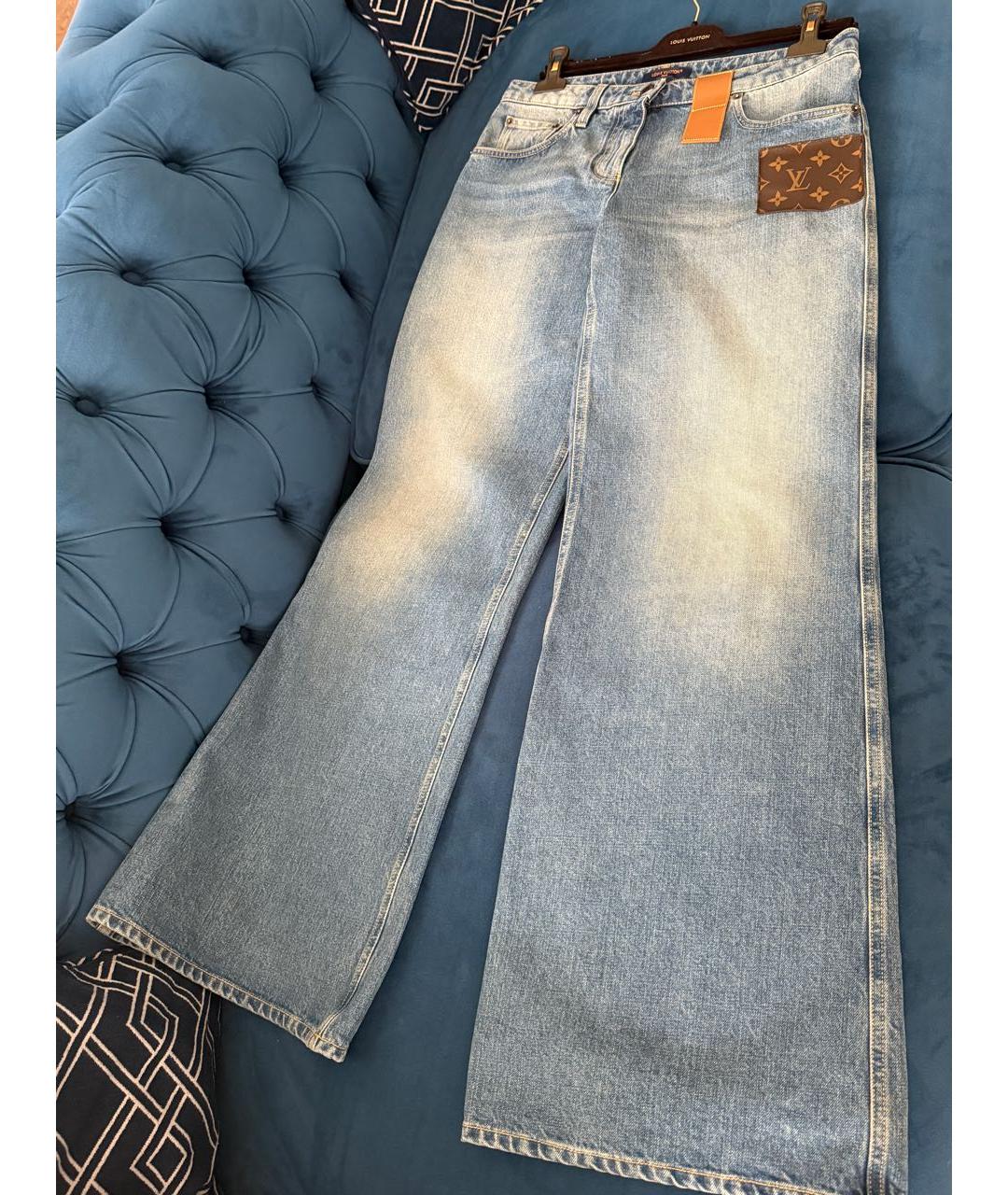 LOUIS VUITTON Синие хлопковые джинсы клеш, фото 7