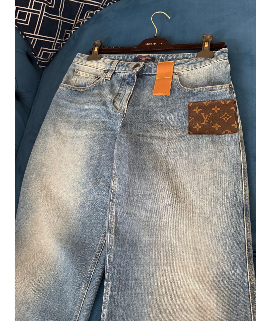 LOUIS VUITTON Синие хлопковые джинсы клеш, фото 6