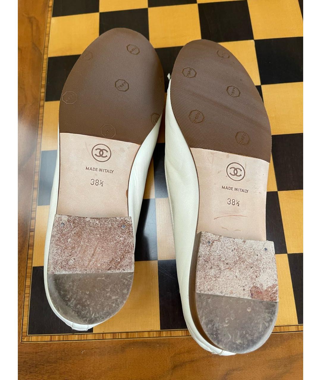 CHANEL Бежевые кожаные балетки, фото 4