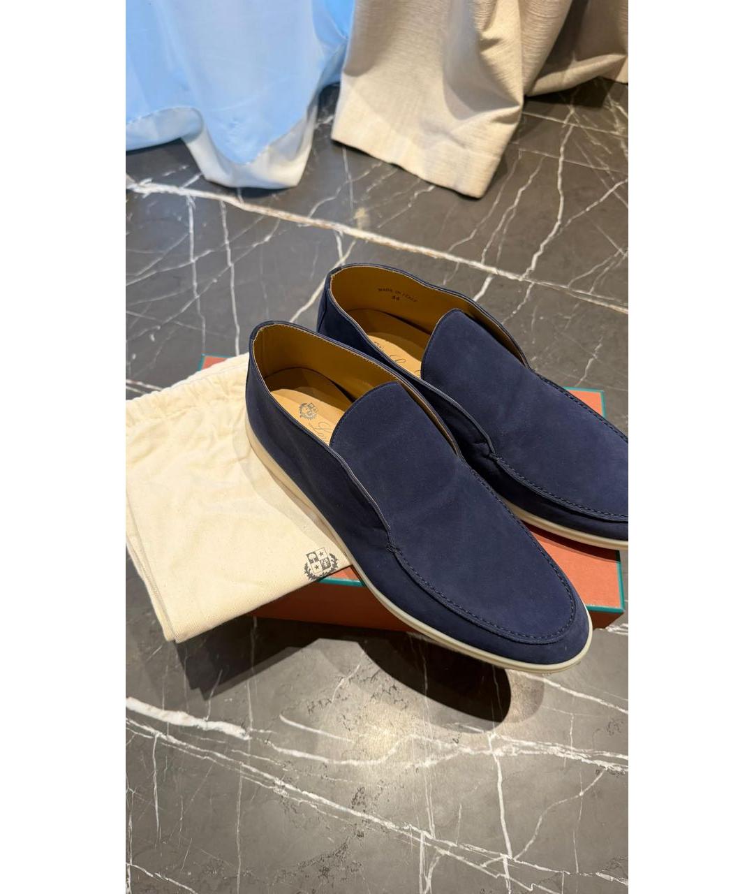 LORO PIANA Синие замшевые лоферы, фото 5