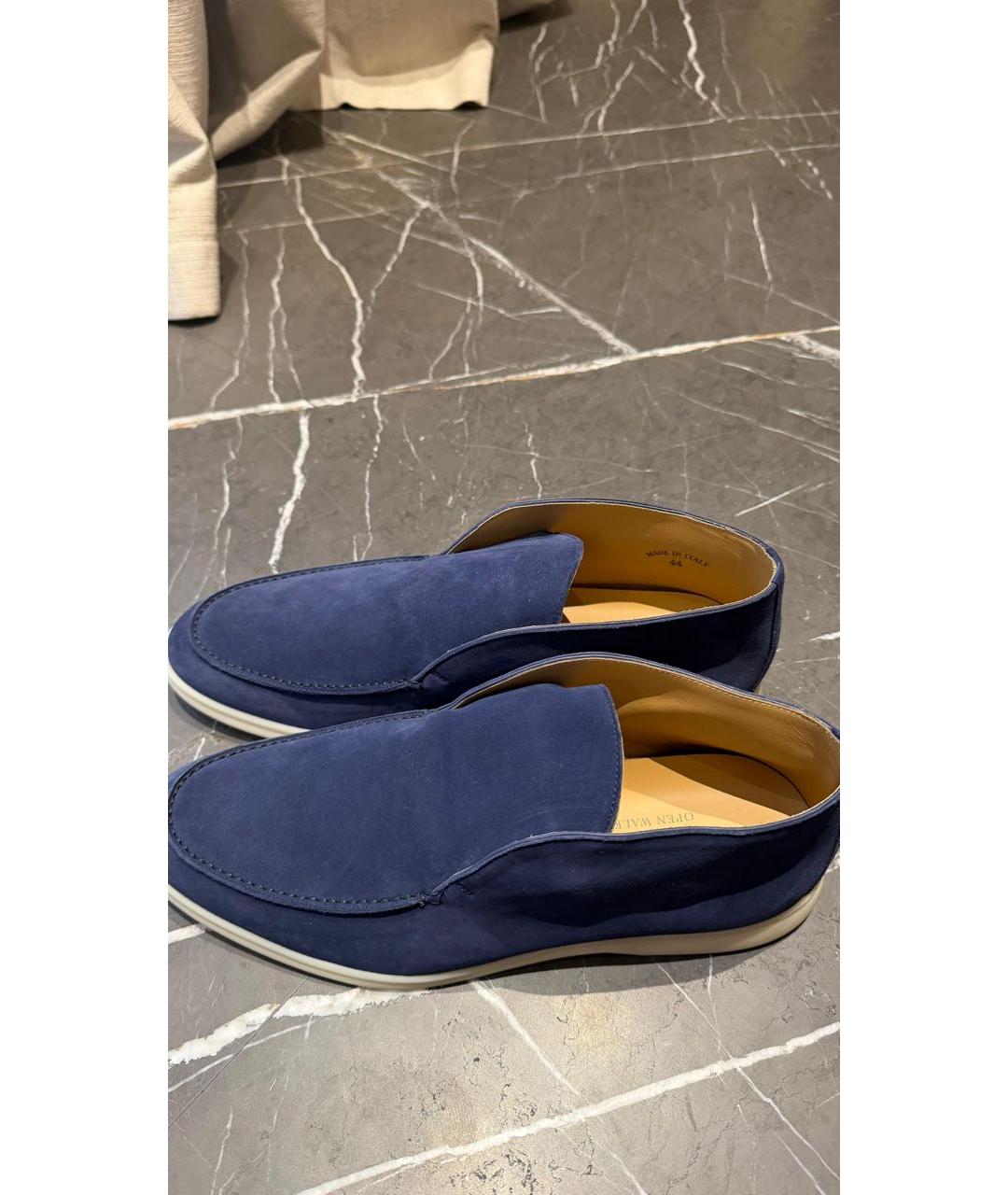 LORO PIANA Синие замшевые лоферы, фото 2