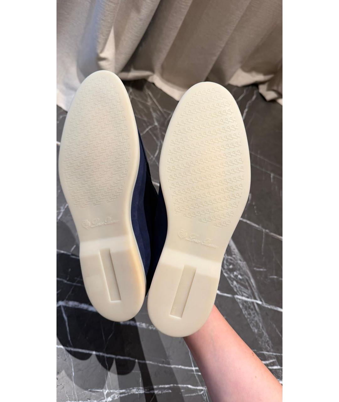 LORO PIANA Синие замшевые лоферы, фото 4