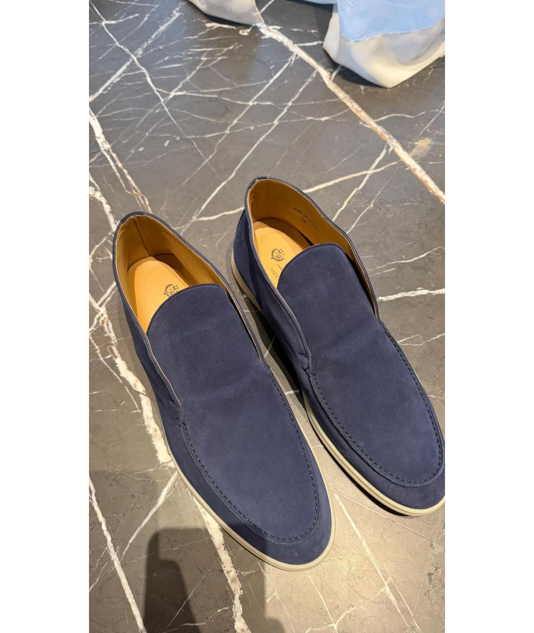 LORO PIANA Синие замшевые лоферы, фото 3