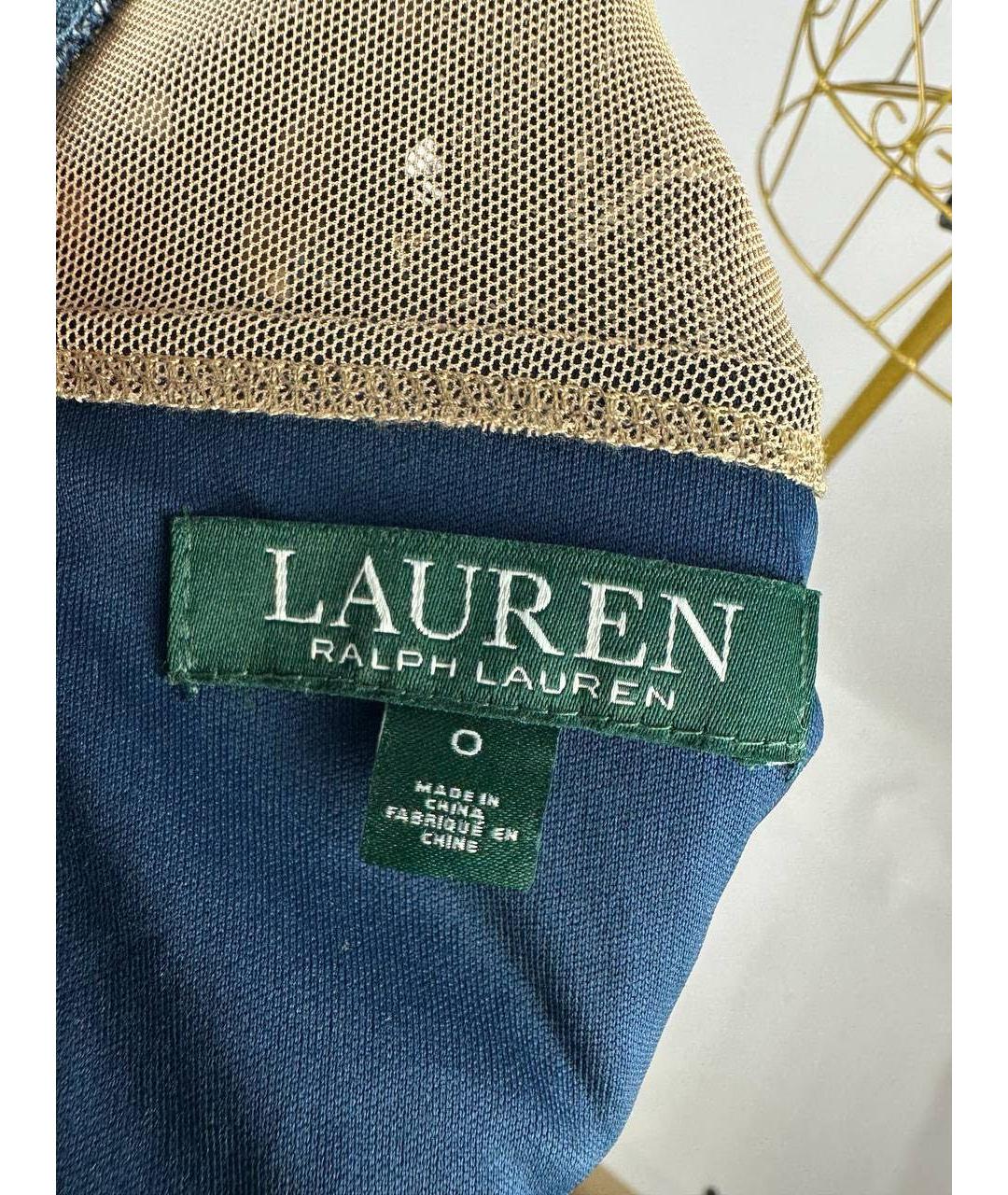 RALPH LAUREN Синее кружевное коктейльное платье, фото 3