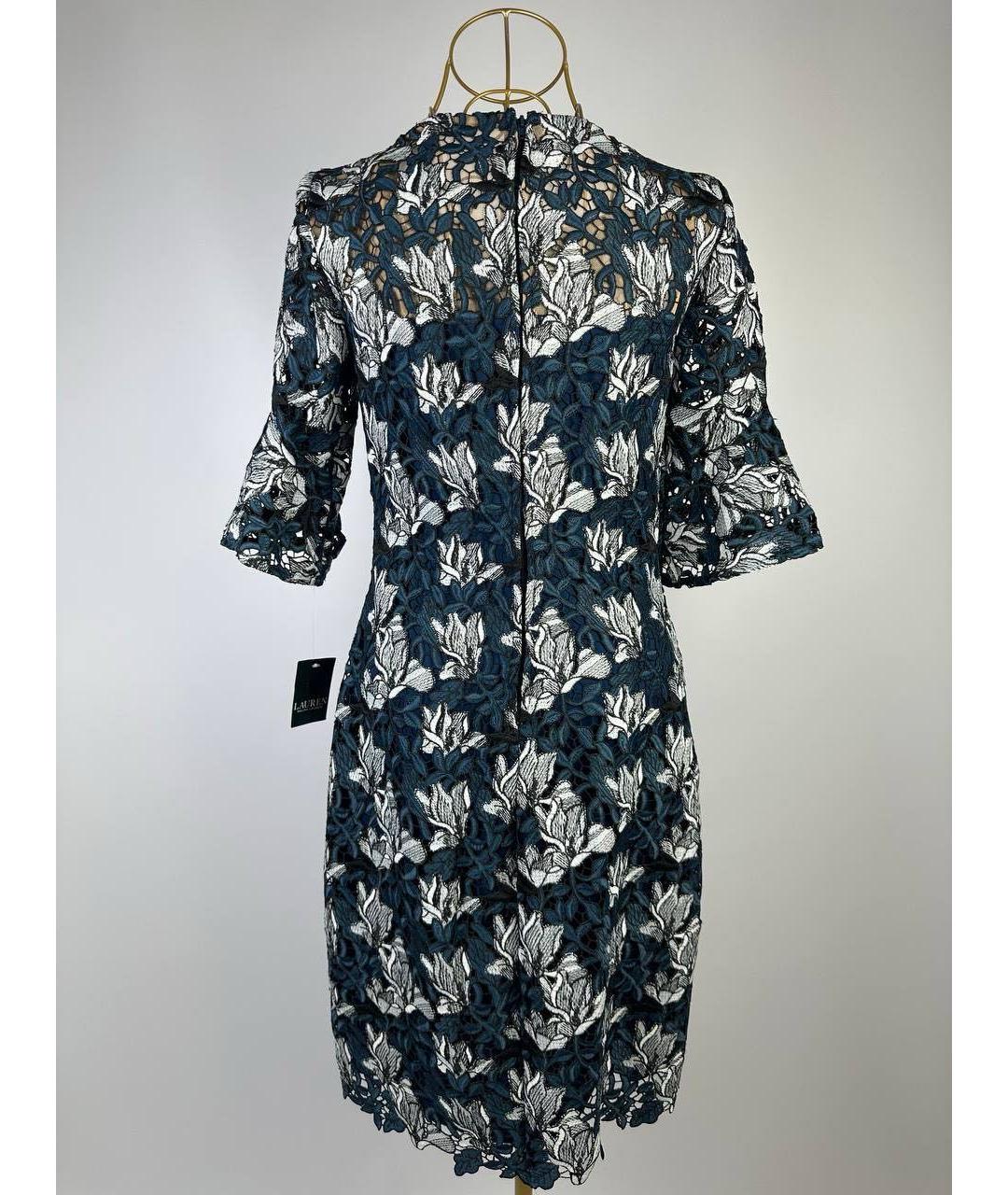 RALPH LAUREN Синее кружевное коктейльное платье, фото 2