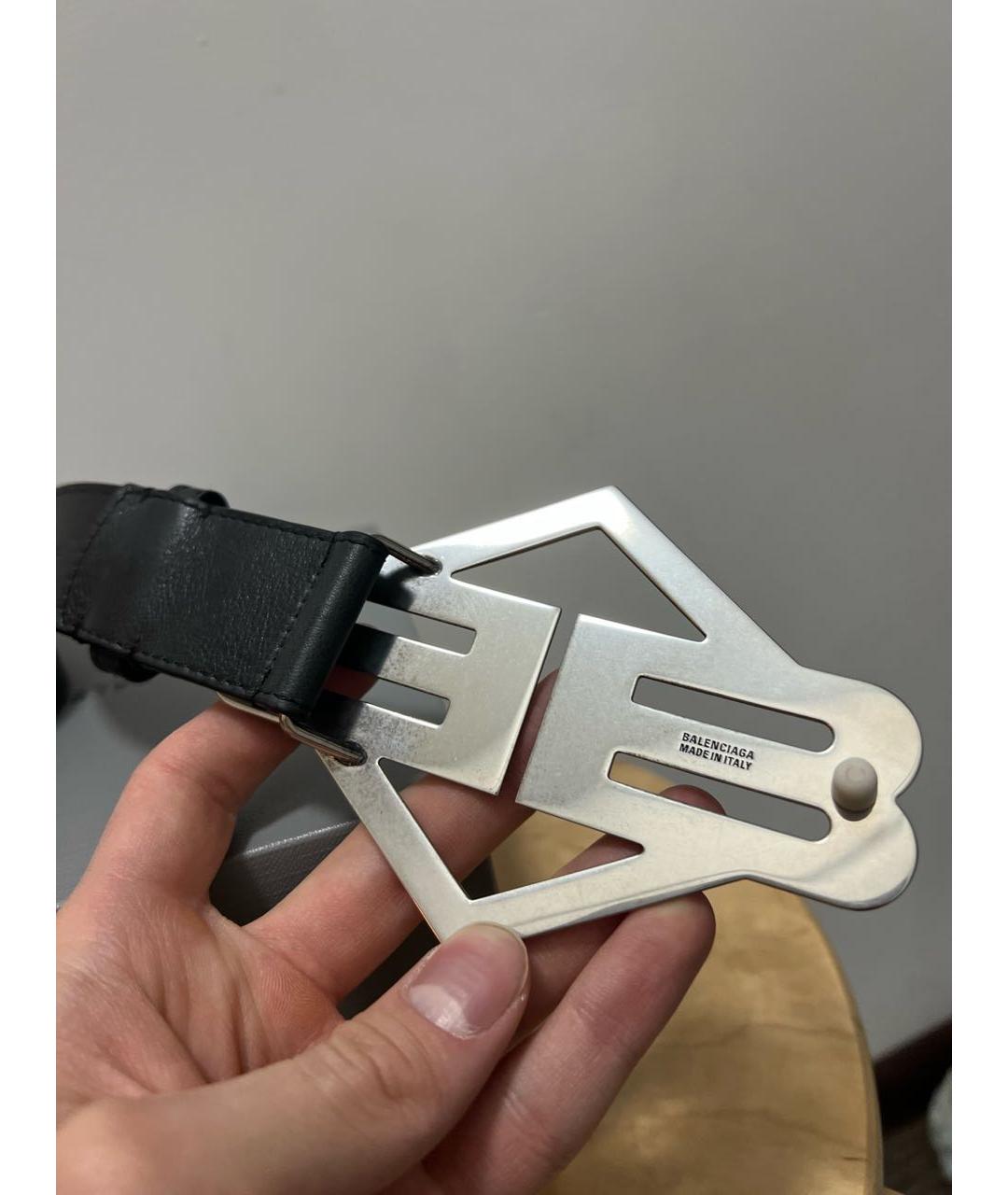 BALENCIAGA Черный кожаный ремень, фото 6