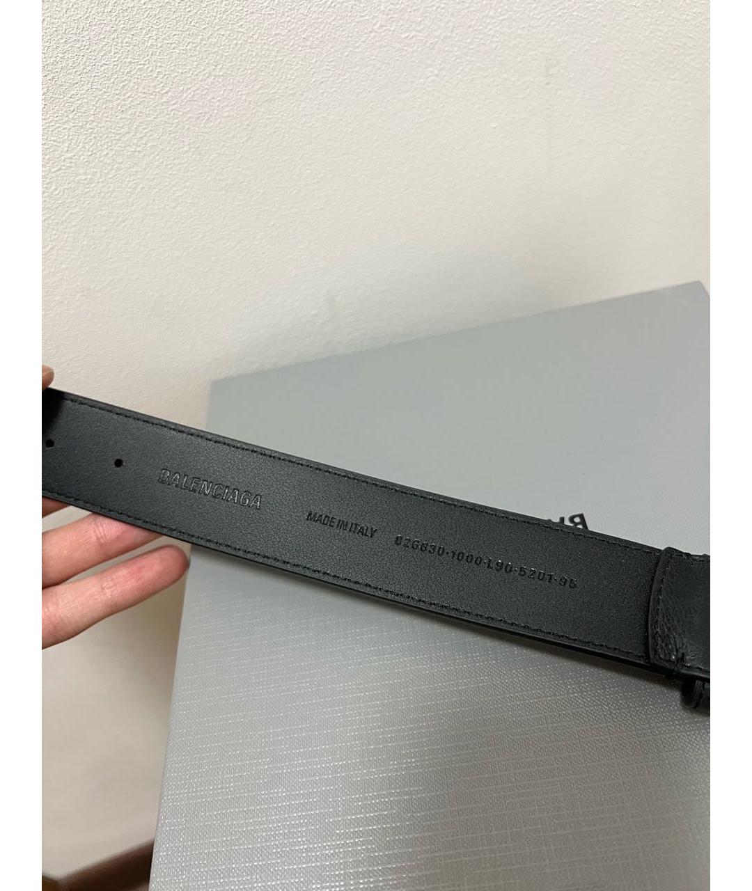 BALENCIAGA Черный кожаный ремень, фото 2