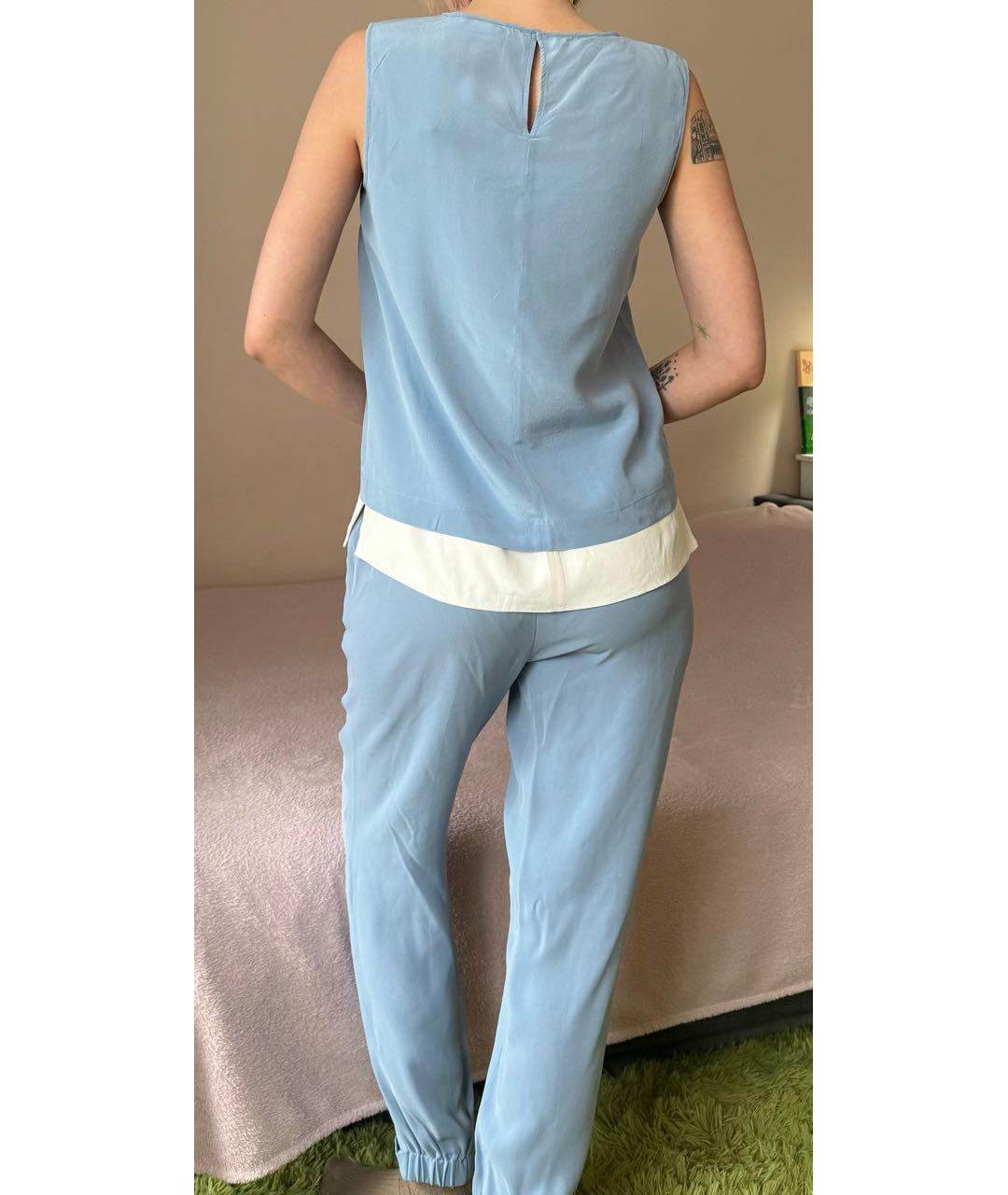 MAX MARA STUDIO Голубой вискозный костюм с брюками, фото 6