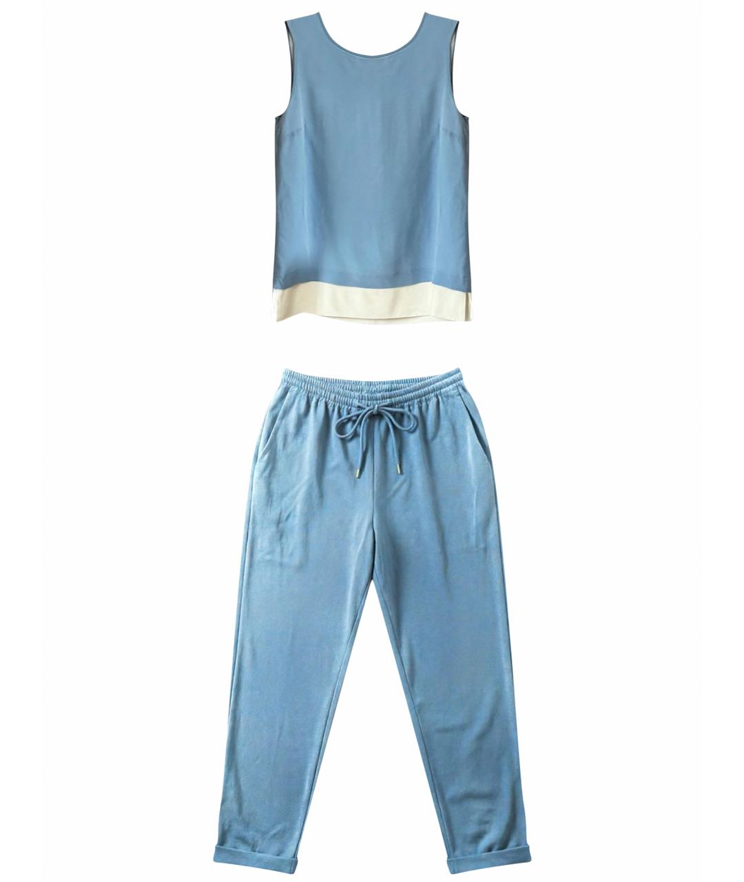 MAX MARA STUDIO Голубой вискозный костюм с брюками, фото 1