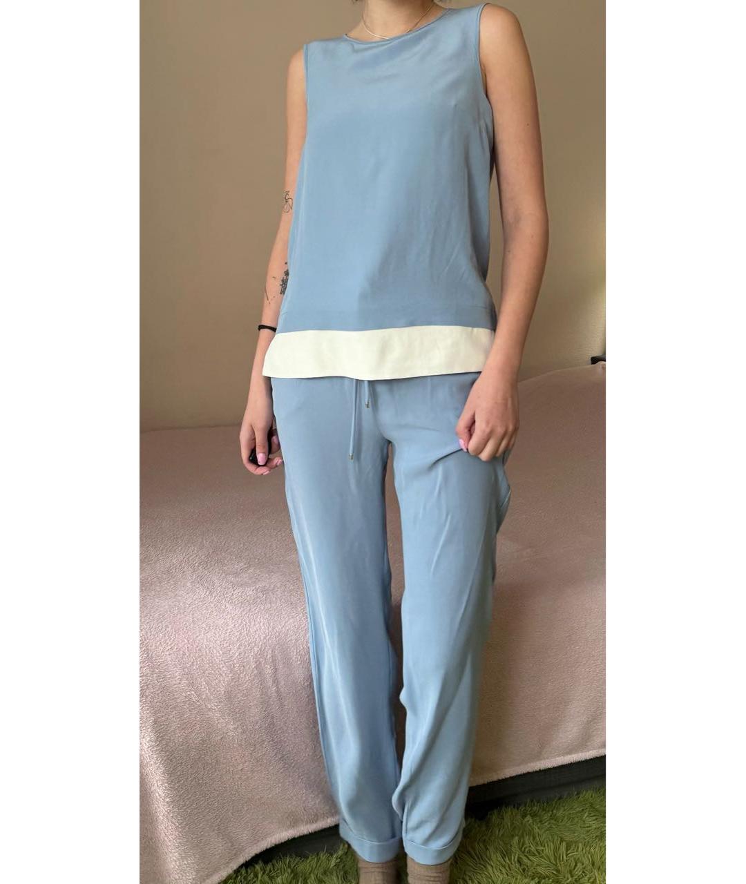 MAX MARA STUDIO Голубой вискозный костюм с брюками, фото 5