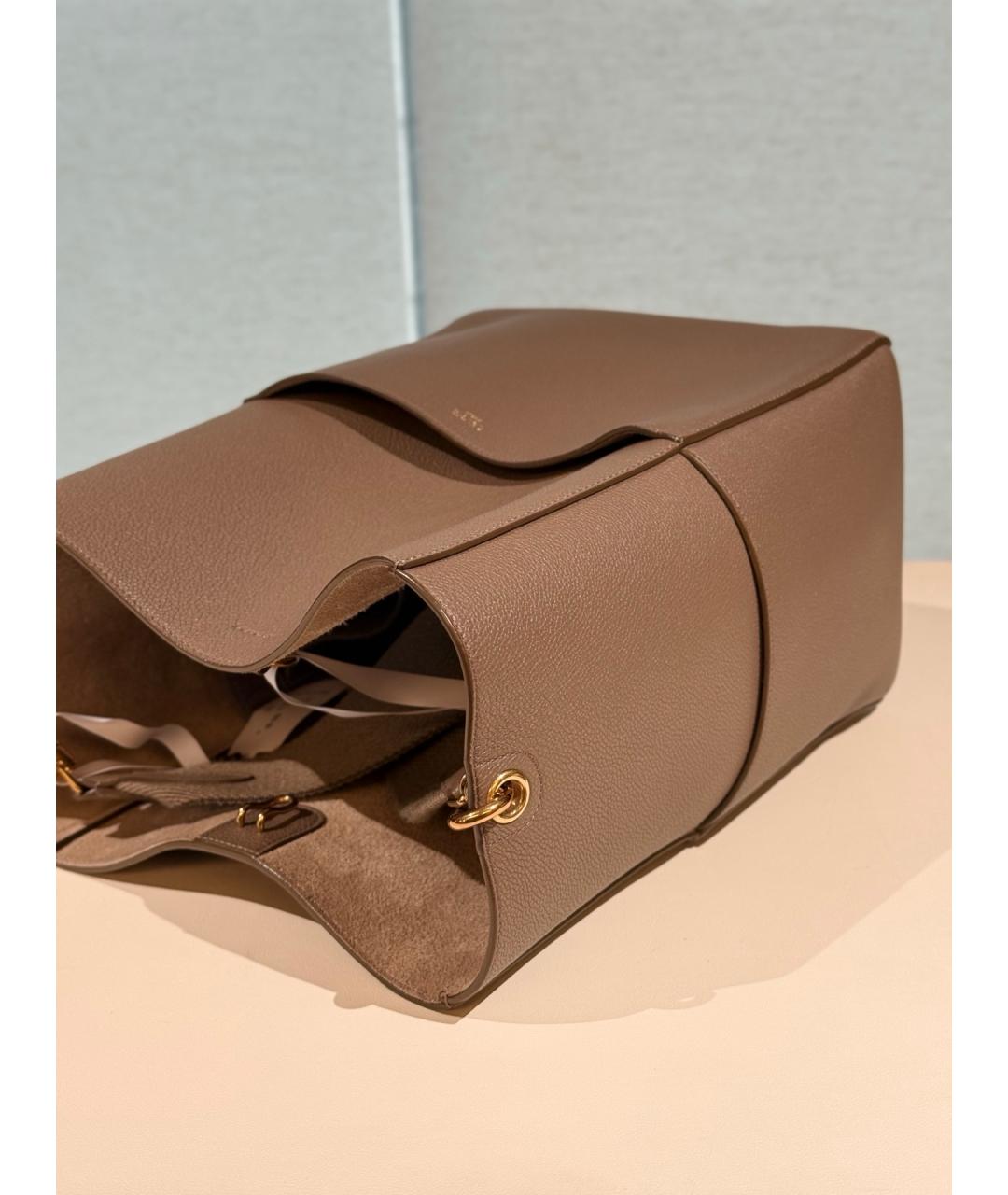 CELINE Бежевая кожаная сумка тоут, фото 5