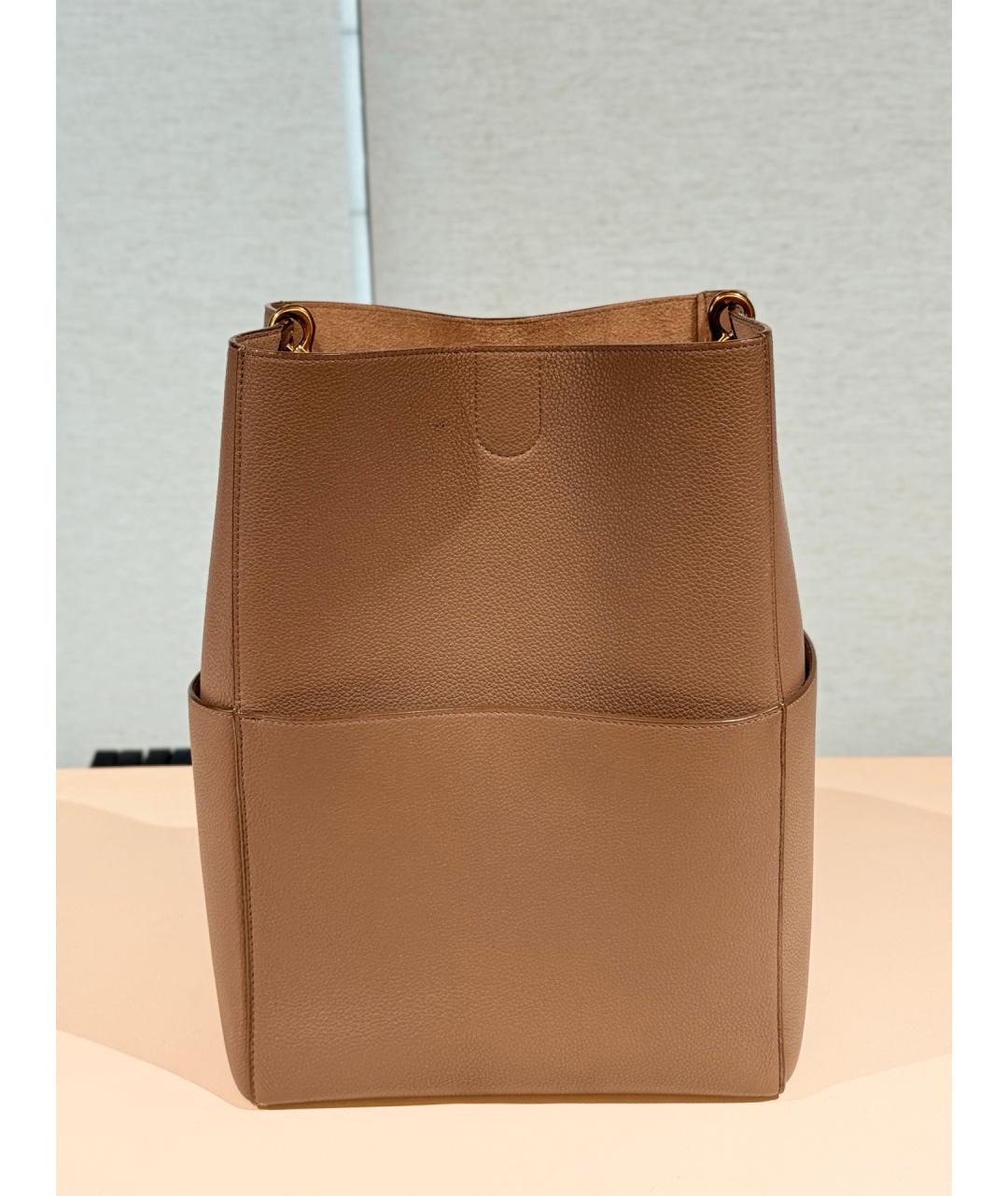 CELINE Бежевая кожаная сумка тоут, фото 4