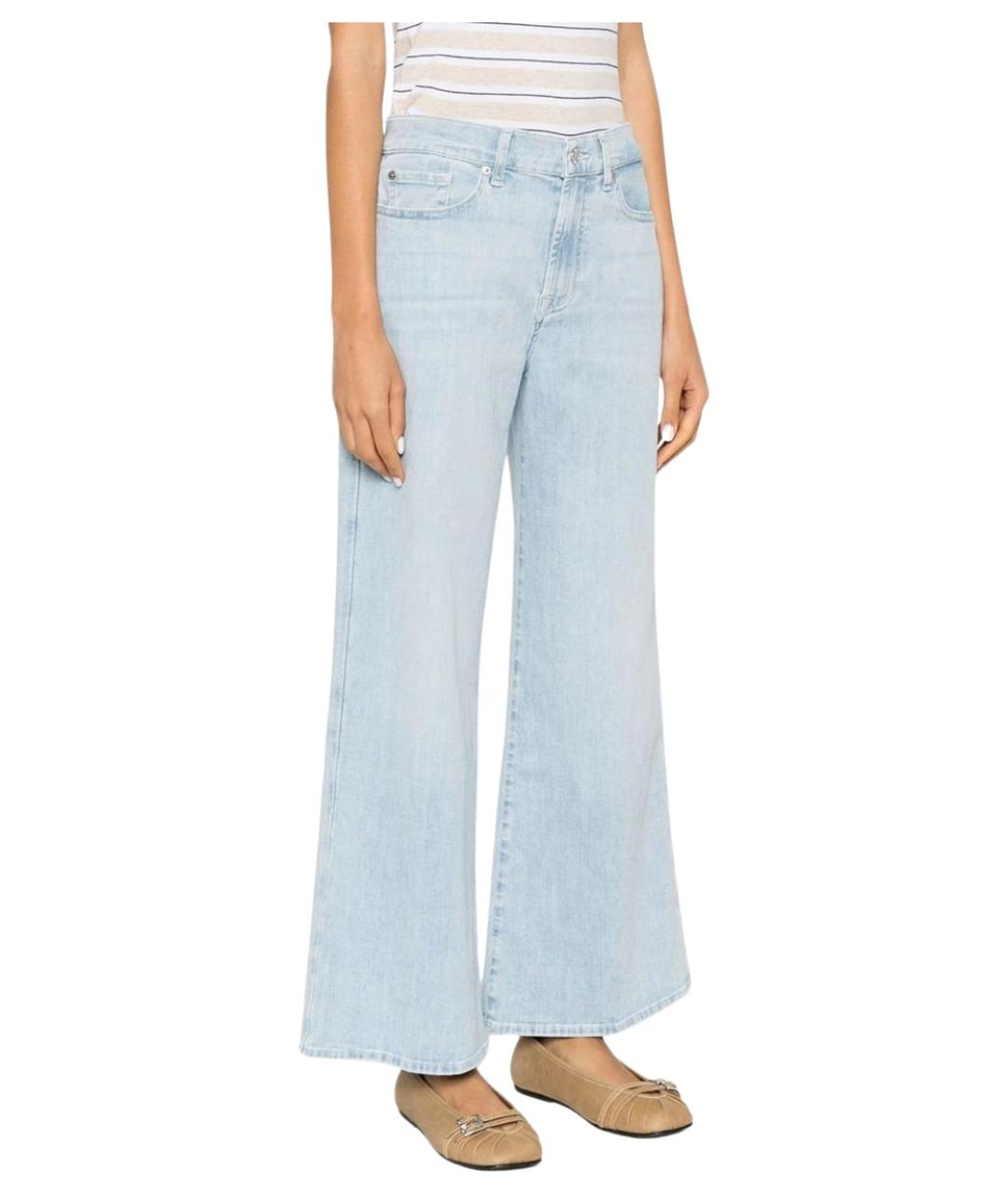 7 FOR ALL MANKIND Голубые хлопковые джинсы клеш, фото 4