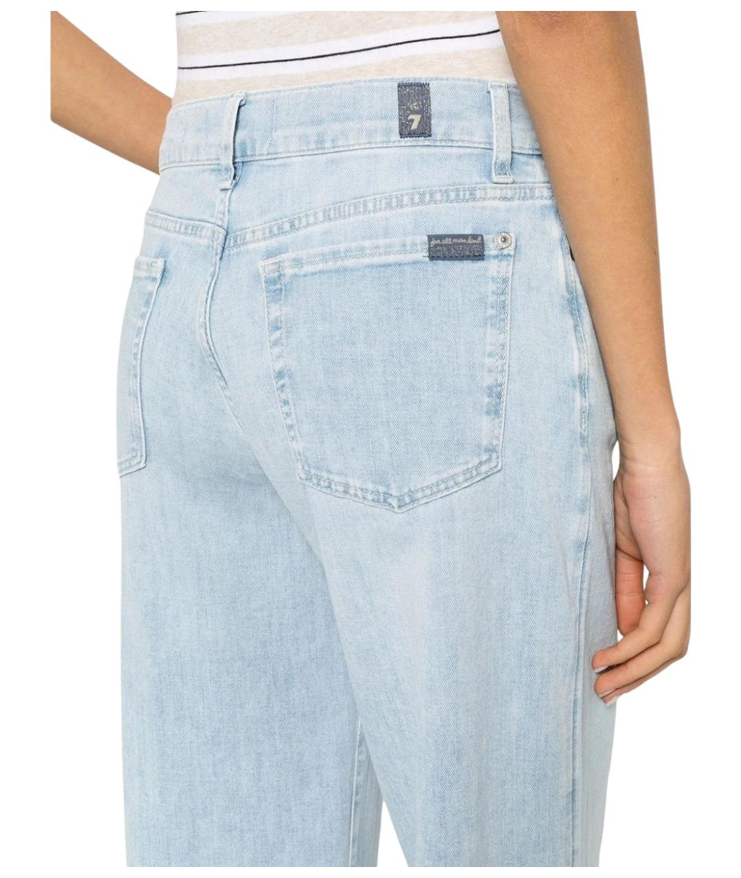 7 FOR ALL MANKIND Голубые хлопковые джинсы клеш, фото 3