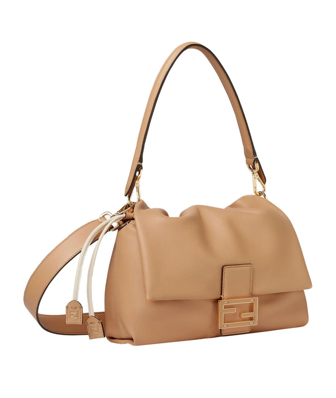 FENDI Бежевая кожаная сумка через плечо, фото 2