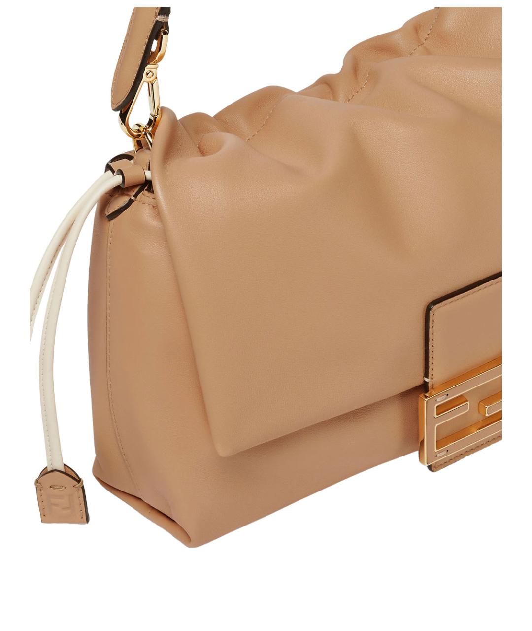 FENDI Бежевая кожаная сумка через плечо, фото 5