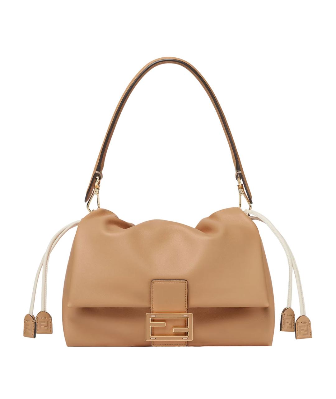 FENDI Бежевая кожаная сумка через плечо, фото 1