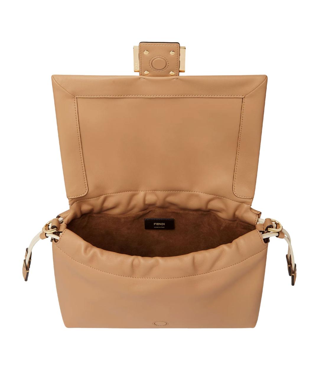 FENDI Бежевая кожаная сумка через плечо, фото 4