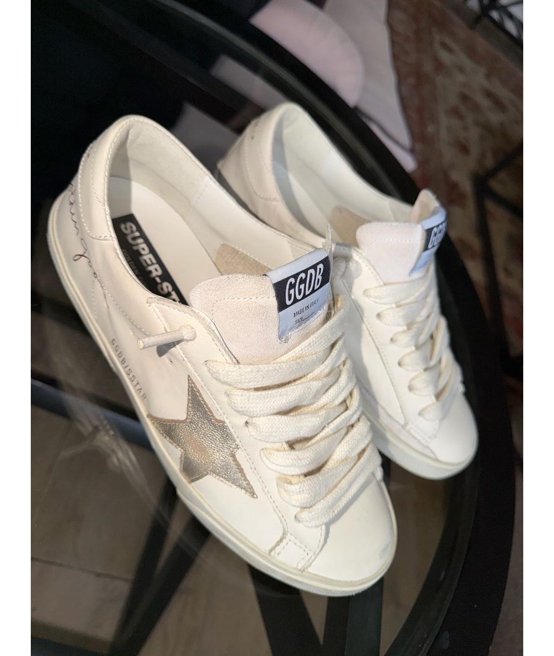 GOLDEN GOOSE DELUXE BRAND Бежевые кожаные низкие кроссовки / кеды, фото 3