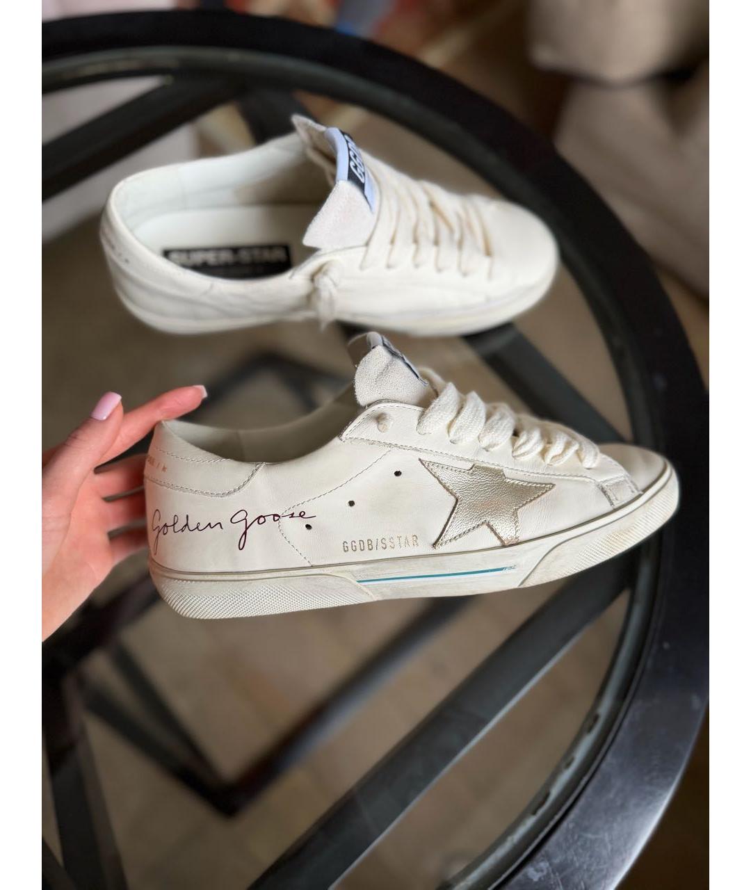 GOLDEN GOOSE DELUXE BRAND Бежевые кожаные низкие кроссовки / кеды, фото 7