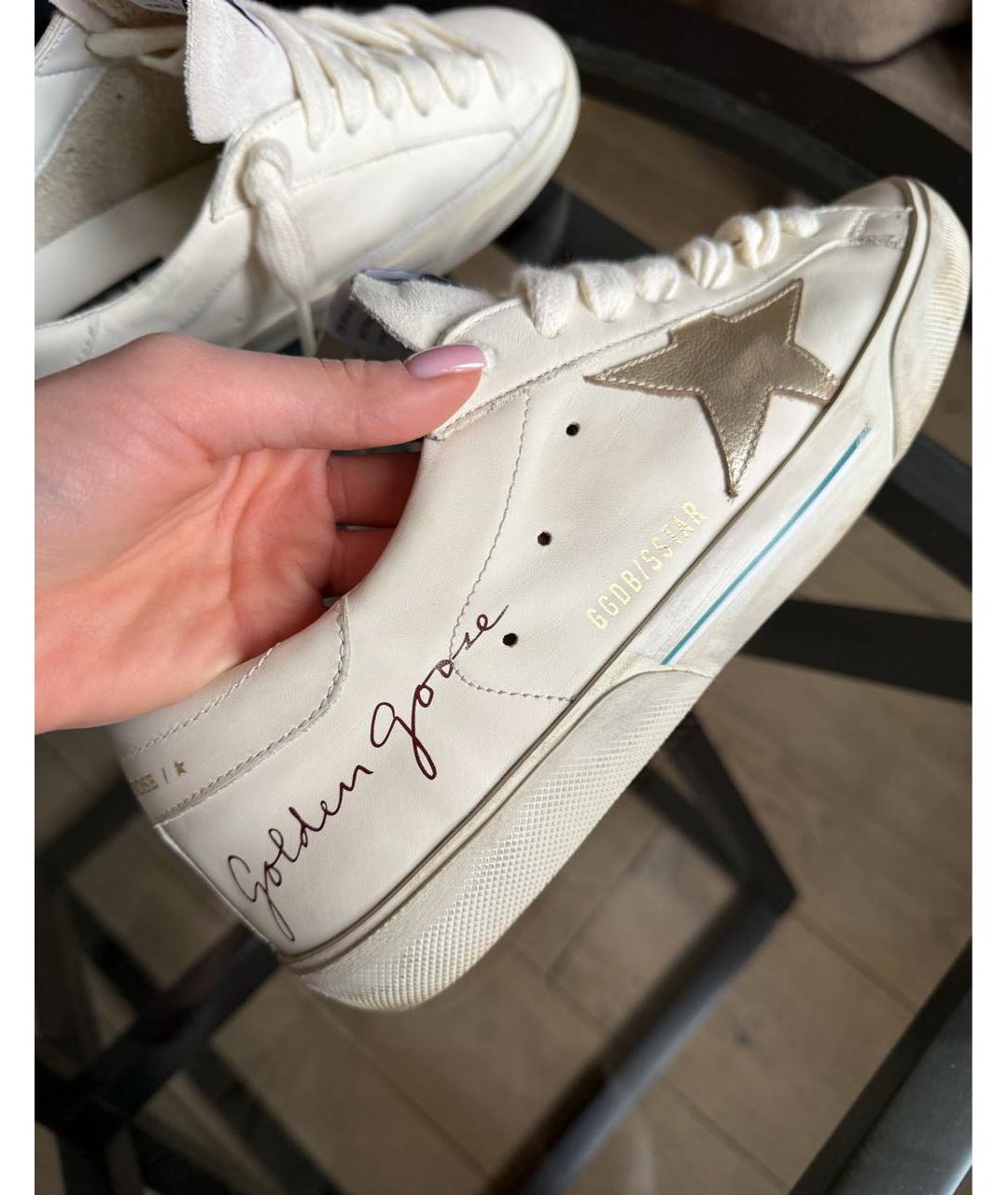 GOLDEN GOOSE DELUXE BRAND Бежевые кожаные низкие кроссовки / кеды, фото 5