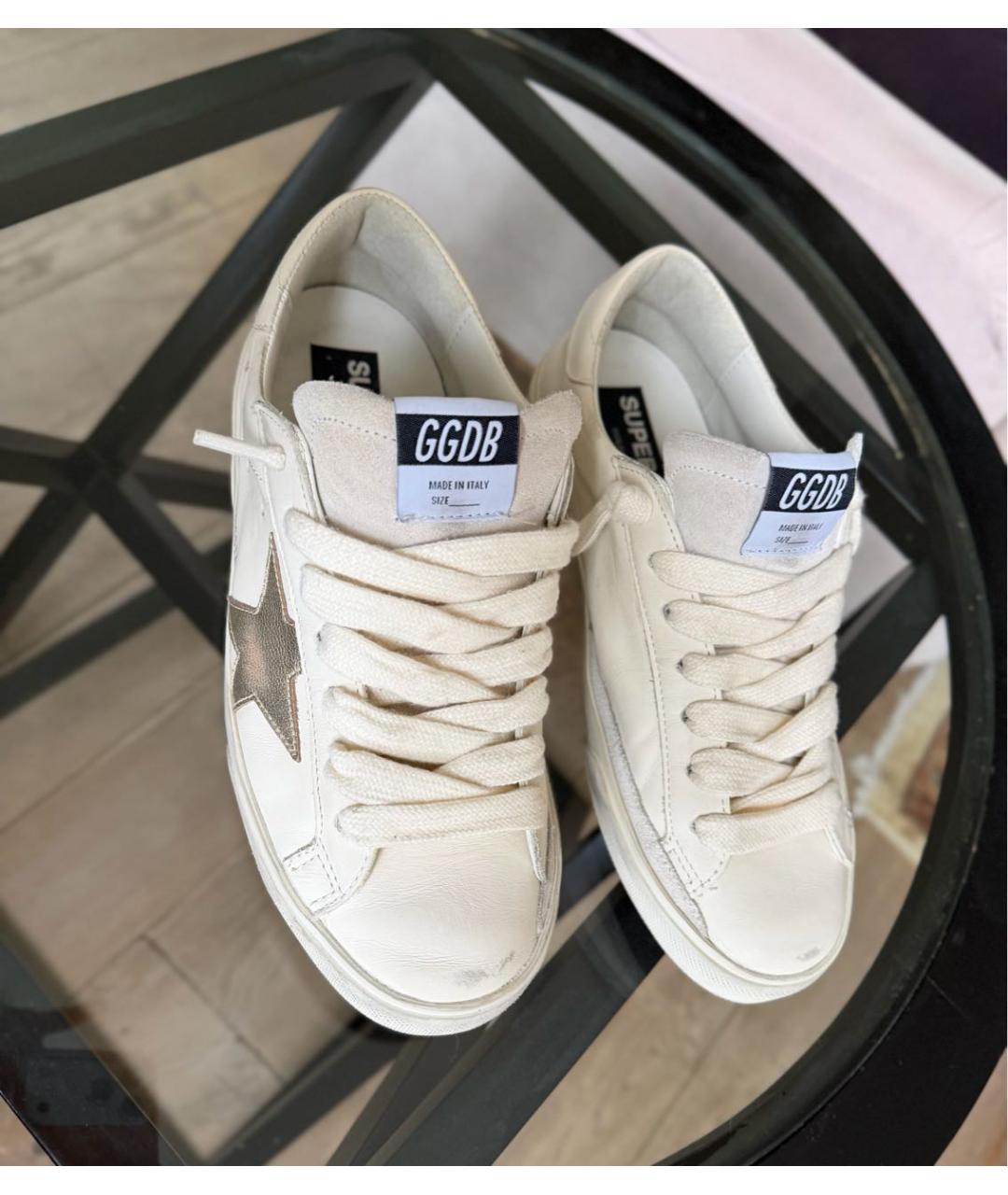 GOLDEN GOOSE DELUXE BRAND Бежевые кожаные низкие кроссовки / кеды, фото 2