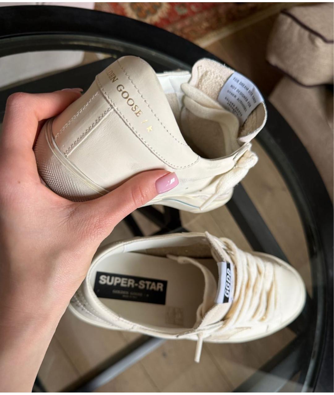 GOLDEN GOOSE DELUXE BRAND Бежевые кожаные низкие кроссовки / кеды, фото 4