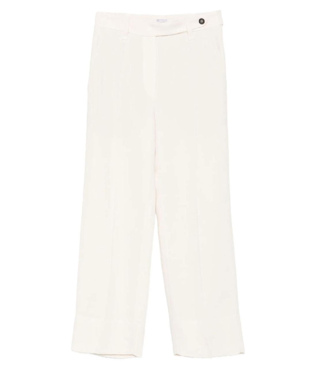 BRUNELLO CUCINELLI Бежевые вискозные прямые брюки, фото 1