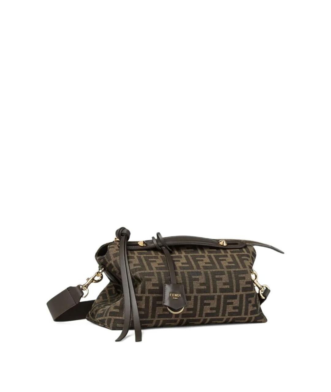 FENDI Коричневая жаккардовая сумка тоут, фото 3