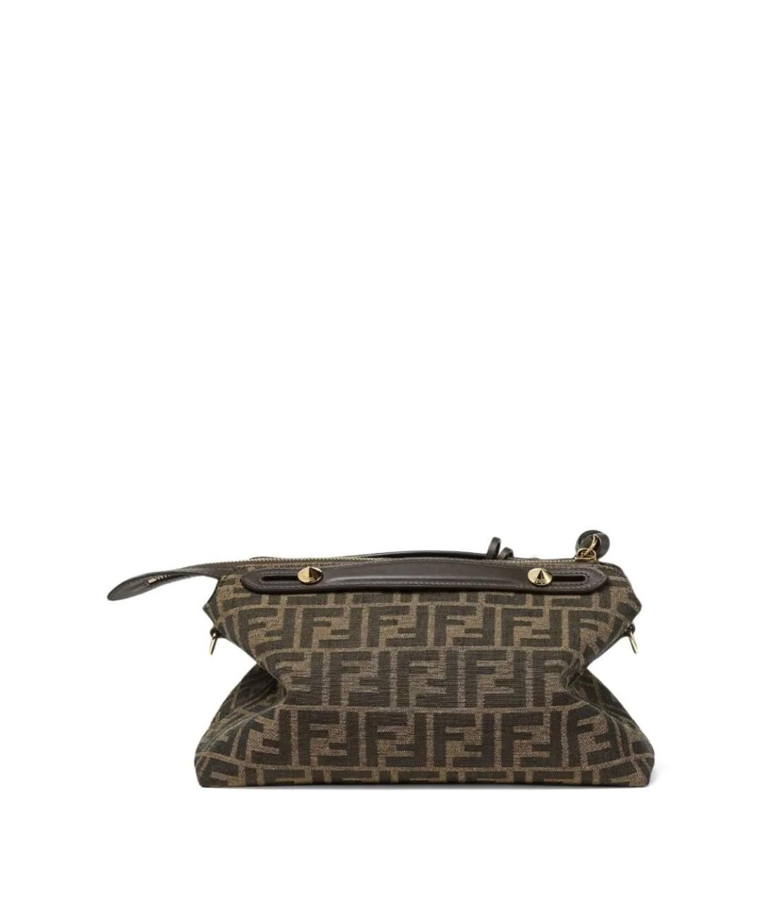 FENDI Коричневая жаккардовая сумка тоут, фото 2