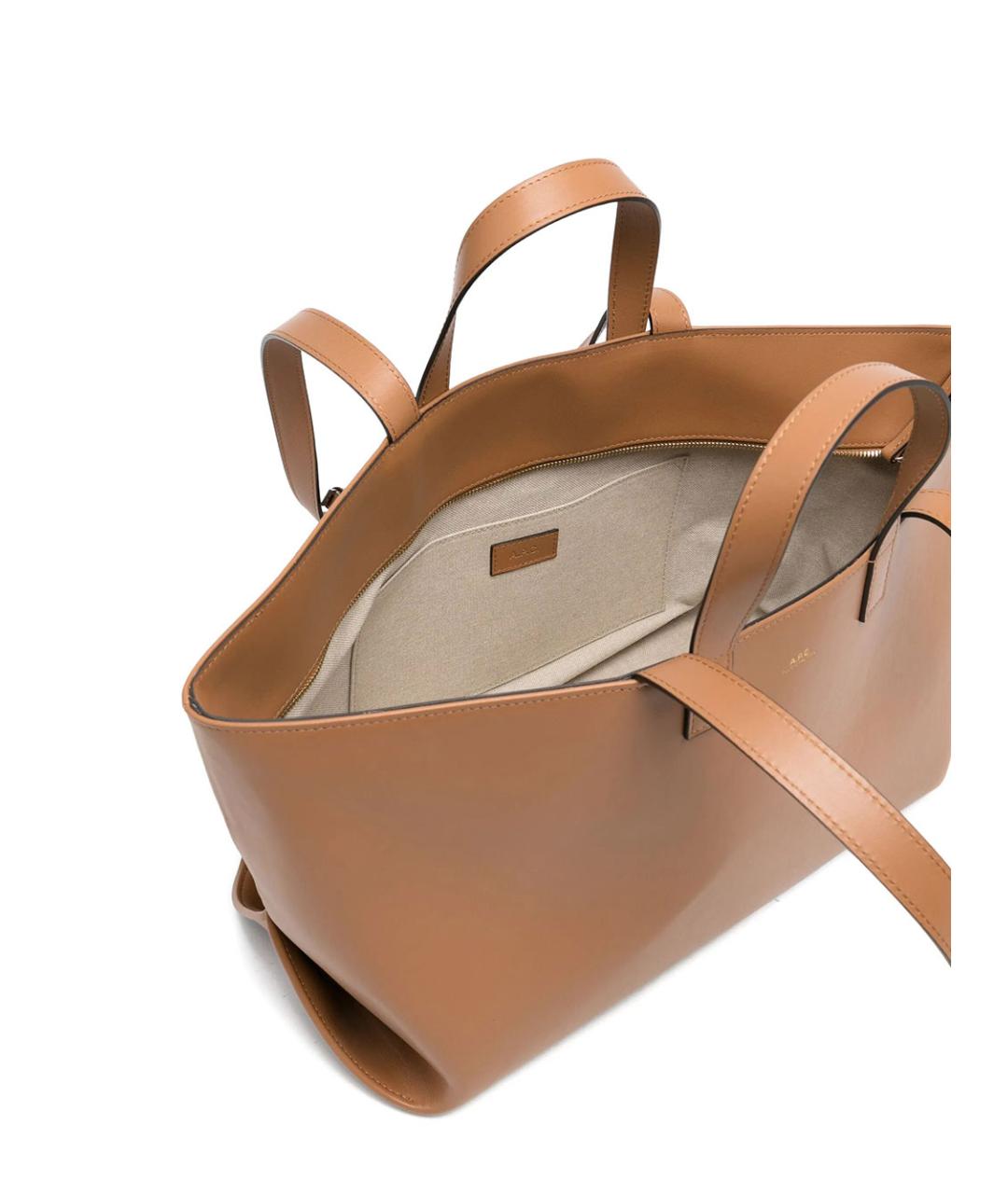 A.P.C. Коричневая кожаная сумка тоут, фото 5
