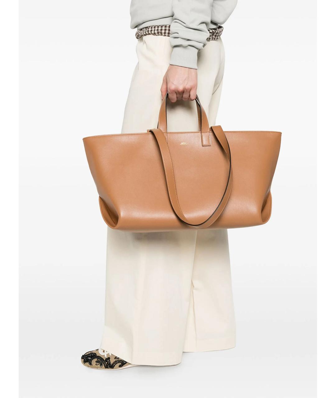 A.P.C. Коричневая кожаная сумка тоут, фото 2