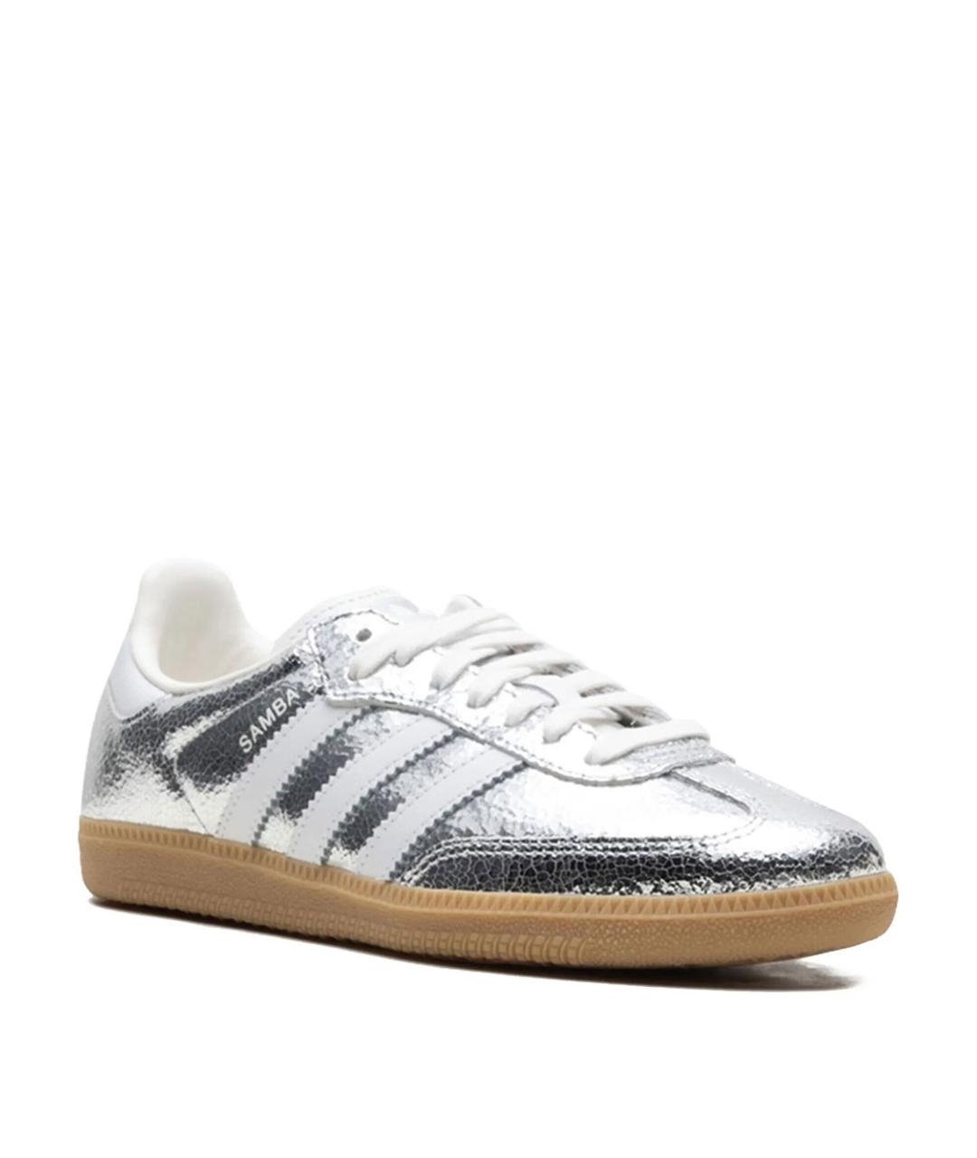 ADIDAS Серебряные кожаные кеды, фото 2