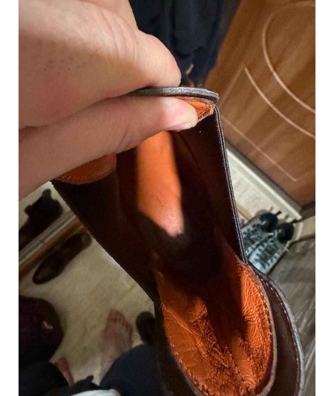 SANTONI Коричневые кожаные ботинки, фото 3