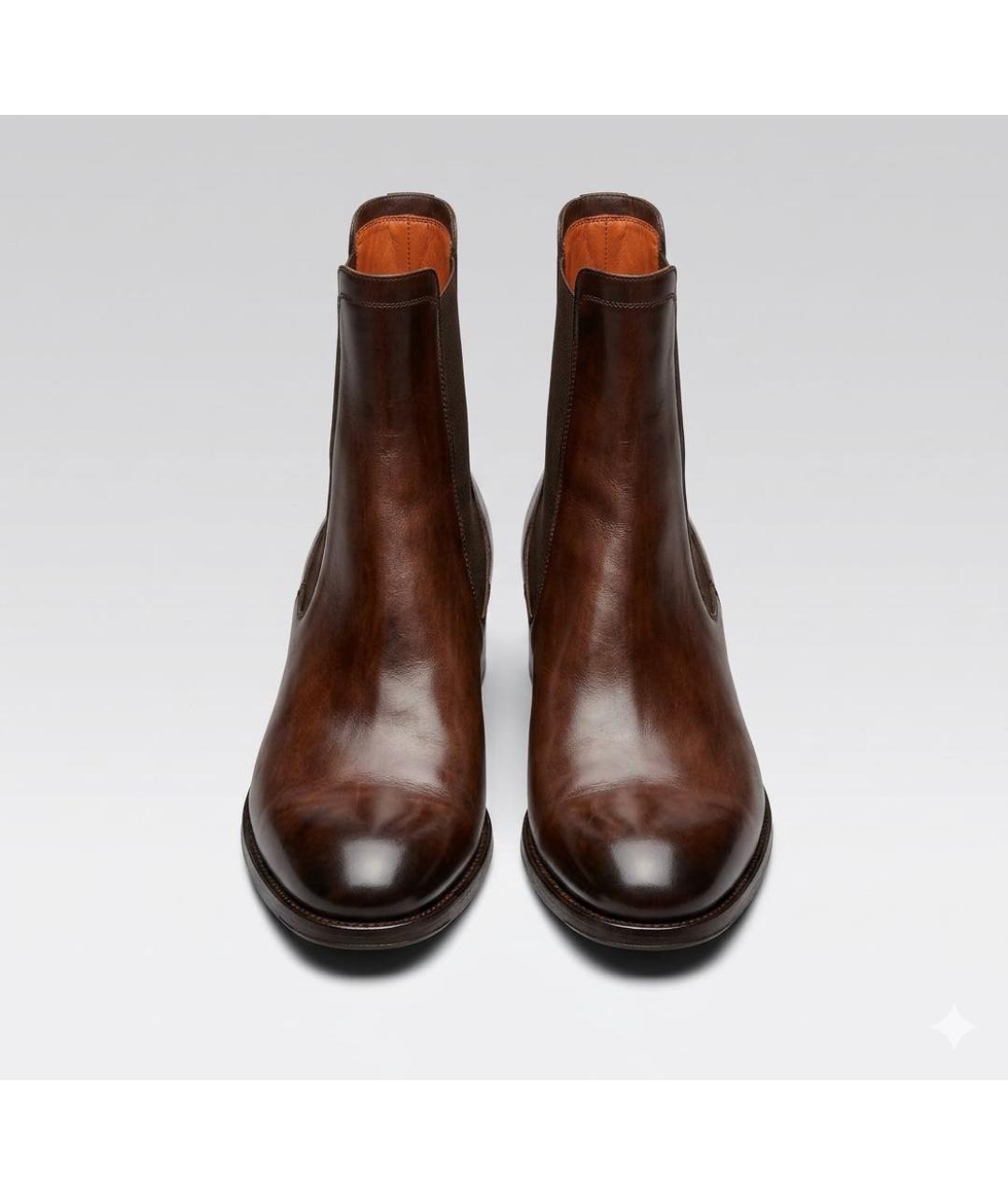 SANTONI Коричневые кожаные ботинки, фото 2