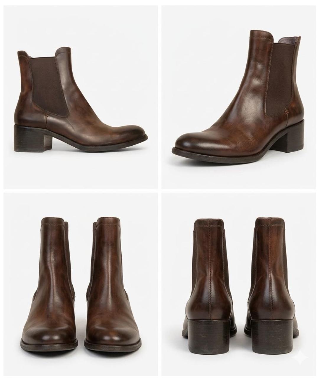 SANTONI Коричневые кожаные ботинки, фото 6