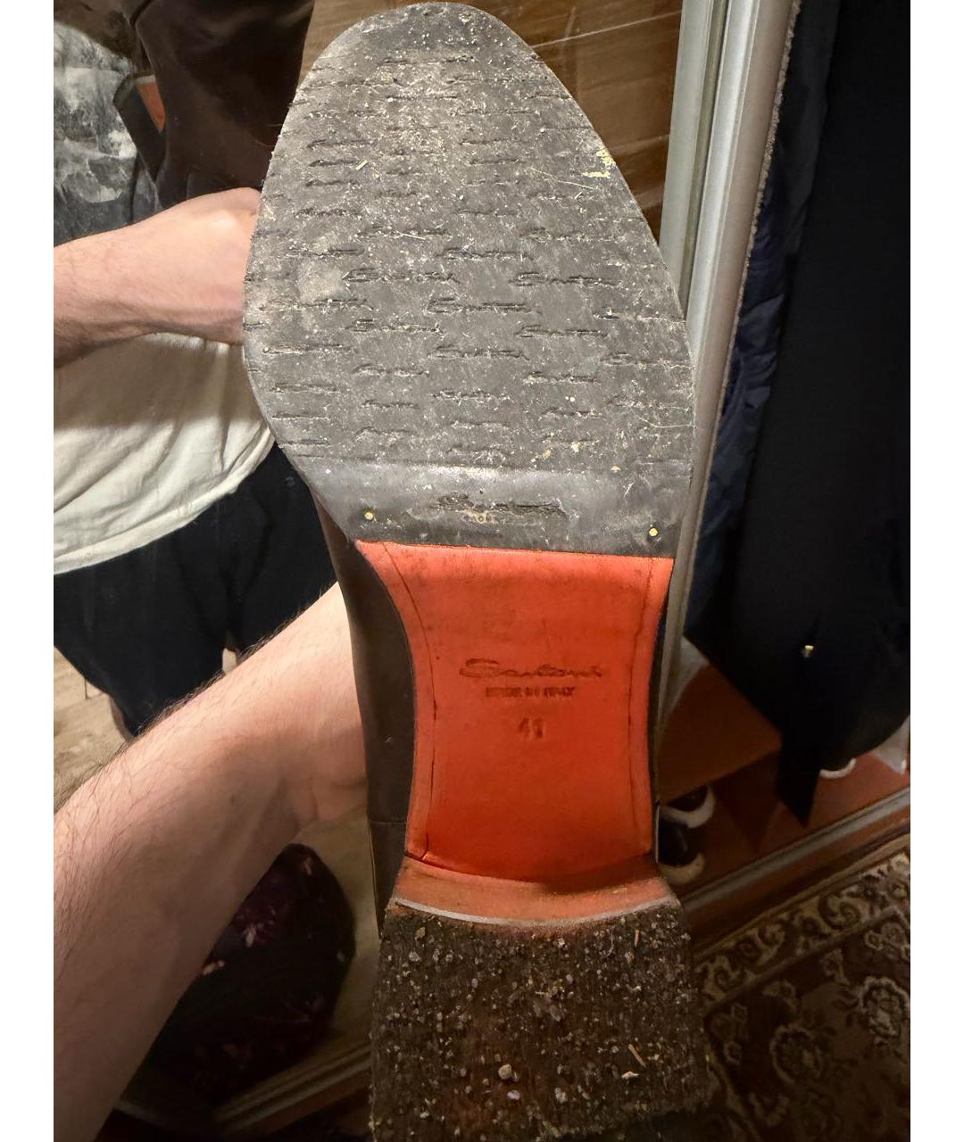 SANTONI Коричневые кожаные ботинки, фото 4