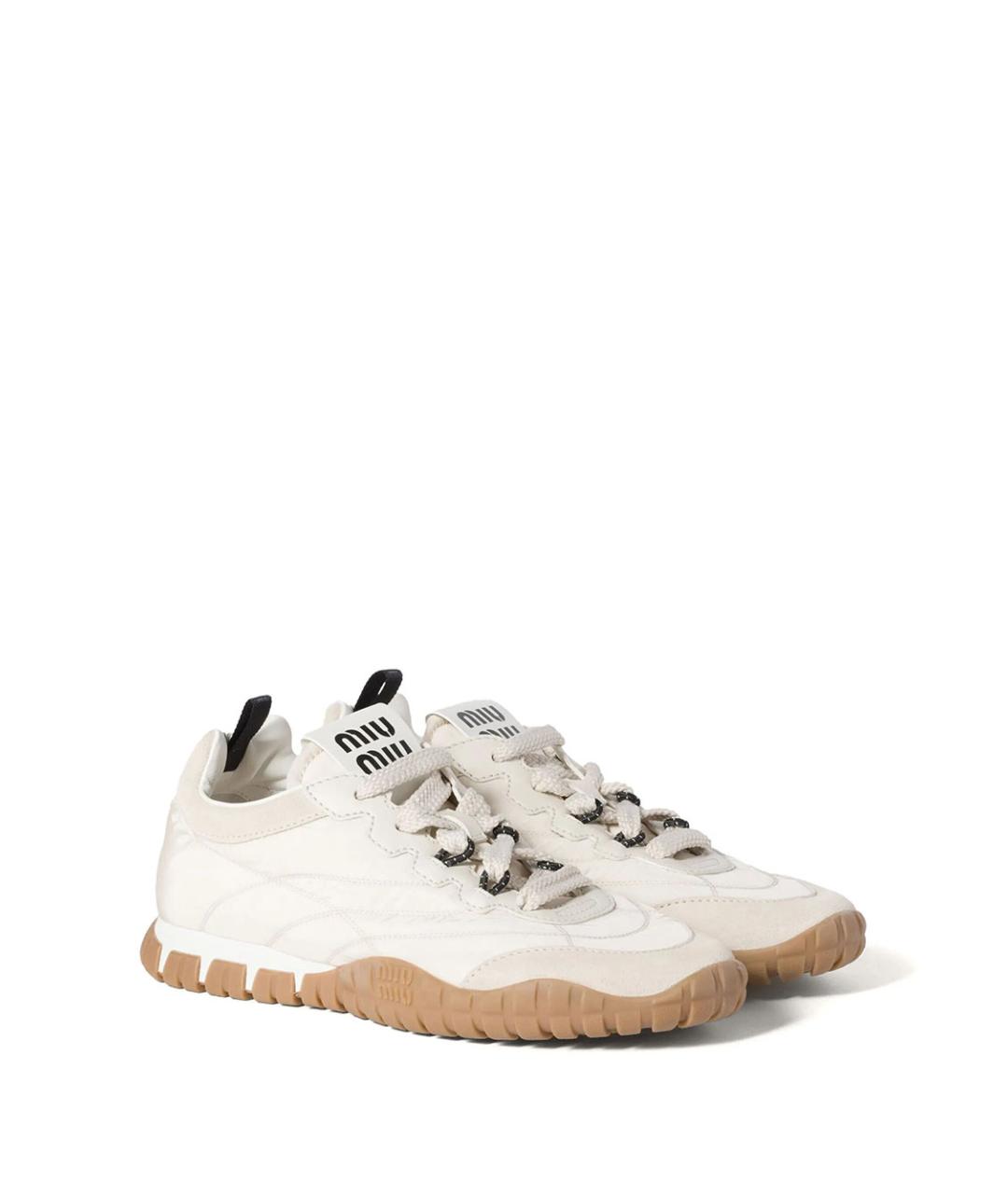 MIU MIU Бежевые синтетические кроссовки, фото 3