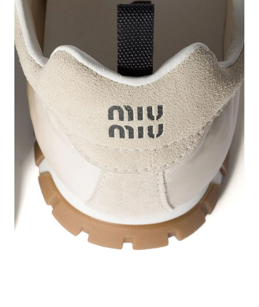 MIU MIU Бежевые синтетические кроссовки, фото 4
