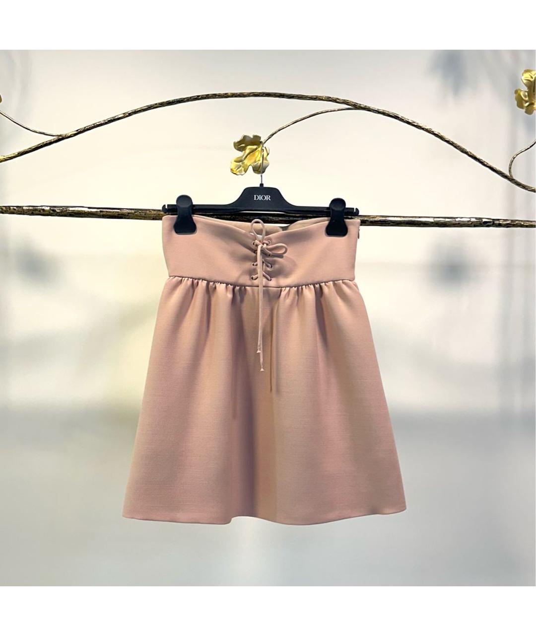 CHRISTIAN DIOR Розовая шерстяная юбка миди, фото 4